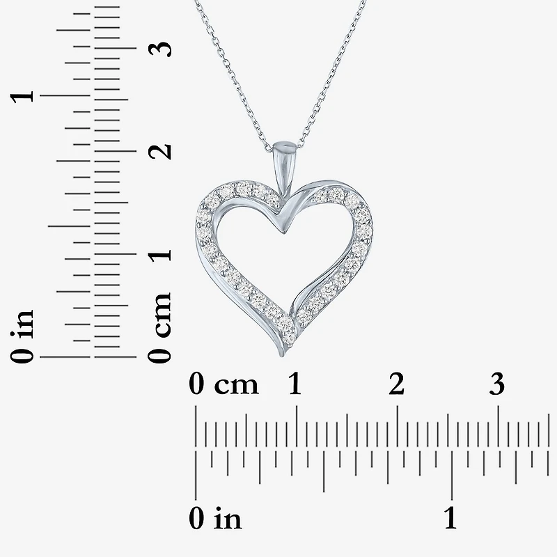 G-H / Si2-I1) Womens 1/3 CT. T.W. Lab Grown White Diamond 10K Gold Heart 18 Inch Pendant Necklace