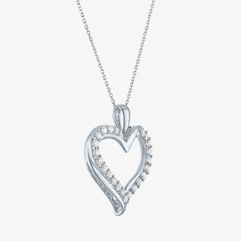 G-H / Si2-I1) Womens 1/3 CT. T.W. Lab Grown White Diamond 10K Gold Heart 18 Inch Pendant Necklace