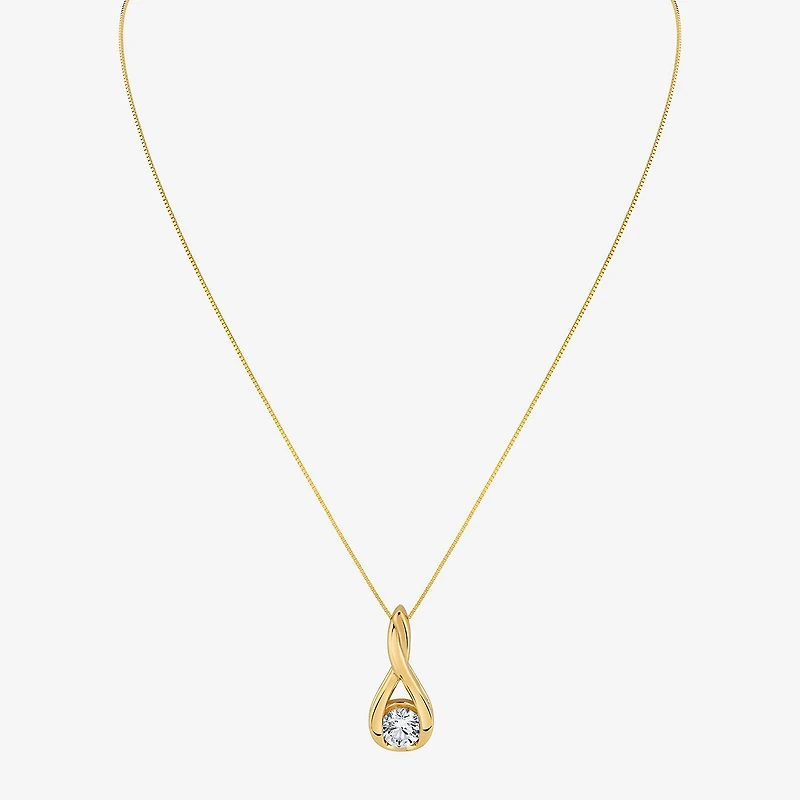 I-J/Vs1-Vs2) Womens 1 CT. T.W. Lab Grown White Diamond 14K Gold 18 Inch Pendant Necklace