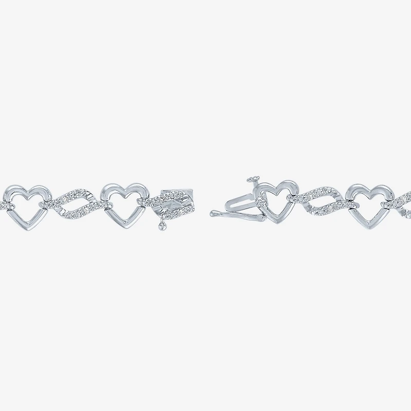 1/10 CT. TW. Diamond Sterling Silver Heart Tennis Bracelet