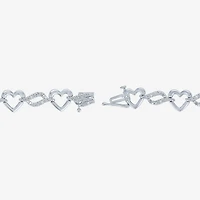 1/10 CT. TW. Diamond Sterling Silver Heart Tennis Bracelet