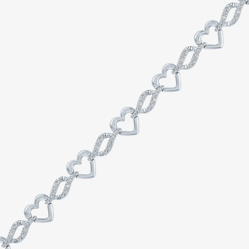 1/10 CT. TW. Diamond Sterling Silver Heart Tennis Bracelet