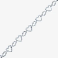 1/10 CT. TW. Diamond Sterling Silver Heart Tennis Bracelet