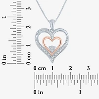 Womens 1/10 CT. T.W. Natural White Diamond 14K Rose Gold Over Silver Sterling Silver Heart 18 Inch Pendant Necklace
