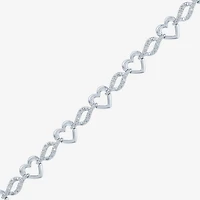G-H / Si2-I1 Womens Sterling Silver 7.5 Inch Heart Chain Bracelet