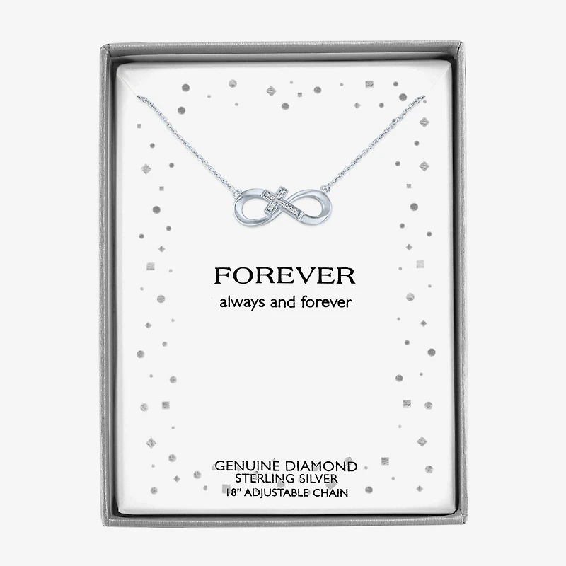 Sideways G-H / Si2-I1 Womens Diamond Accent Lab Grown White Diamond Accent Sterling Silver Infinity 16 Inch Pendant Necklace