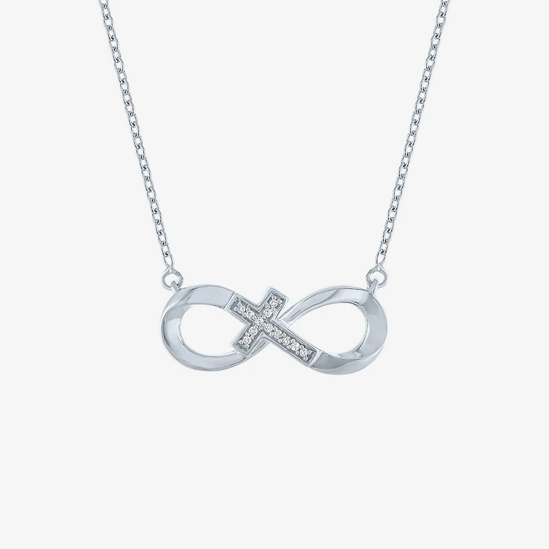 Sideways G-H / Si2-I1 Womens Diamond Accent Lab Grown White Diamond Accent Sterling Silver Infinity 16 Inch Pendant Necklace