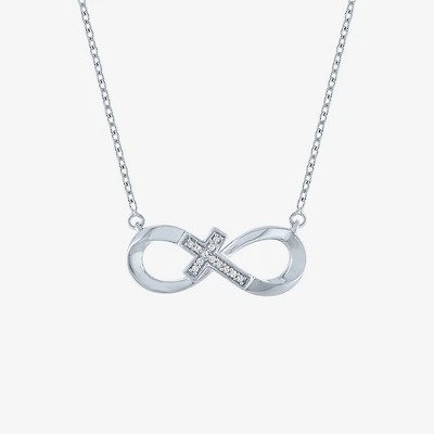 Sideways G-H / Si2-I1 Womens Diamond Accent Lab Grown White Diamond Accent Sterling Silver Infinity 16 Inch Pendant Necklace