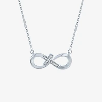 Sideways G-H / Si2-I1 Womens Diamond Accent Lab Grown White Diamond Accent Sterling Silver Infinity 16 Inch Pendant Necklace