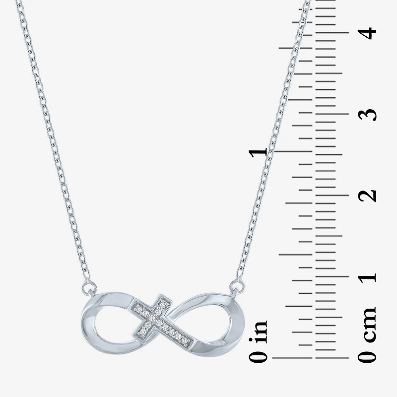 Sideways G-H / Si2-I1 Womens Diamond Accent Lab Grown White Diamond Accent Sterling Silver Infinity 16 Inch Pendant Necklace