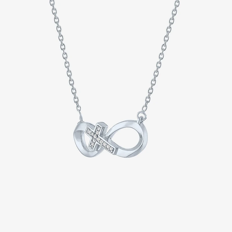 Sideways G-H / Si2-I1 Womens Diamond Accent Lab Grown White Diamond Accent Sterling Silver Infinity 16 Inch Pendant Necklace