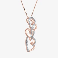 Womens 1/10 CT. T.W. Natural White Diamond 14K Rose Gold Over Silver Heart 18 Inch Pendant Necklace