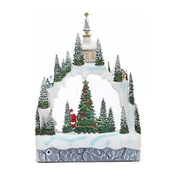 Roman 11.25in Lighted Swirl Village Christmas Tabletop Decor