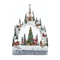 Roman 11.25in Lighted Swirl Village Christmas Tabletop Decor