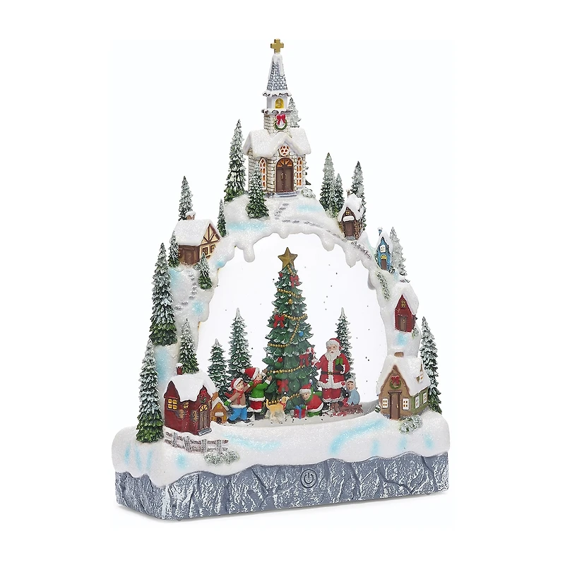 Roman 11.25in Lighted Swirl Village Christmas Tabletop Decor