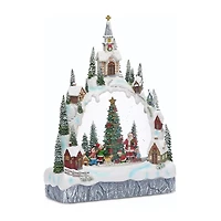 Roman 11.25in Lighted Swirl Village Christmas Tabletop Decor