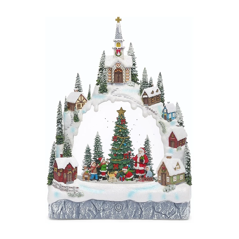Roman 11.25in Lighted Swirl Village Christmas Tabletop Decor