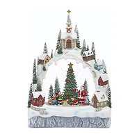 Roman 11.25in Lighted Swirl Village Christmas Tabletop Decor