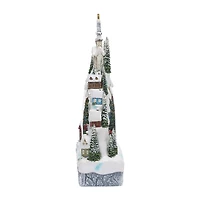 Roman 11.25in Lighted Swirl Village Christmas Tabletop Decor
