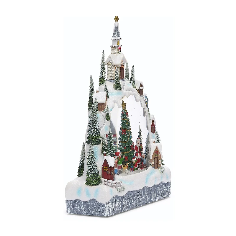 Roman 11.25in Lighted Swirl Village Christmas Tabletop Decor