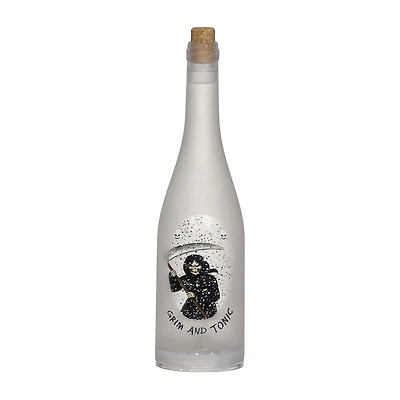 Roman 12"H Lighted Swirl Grim And Tonic Bottle Halloween Tabletop Decor