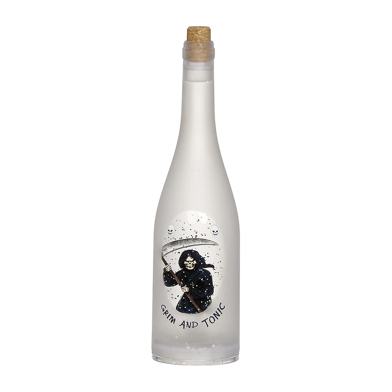 Roman 12"H Lighted Swirl Grim And Tonic Bottle Halloween Tabletop Decor