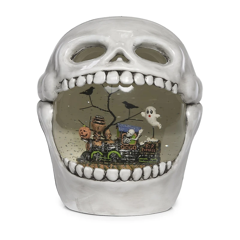 Roman 7" Lighted Skull Swirl Halloween Tabletop Decor