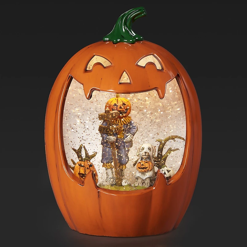 Roman 9"H Lighted Swirl Jack O Lantern Halloween Tabletop Decor