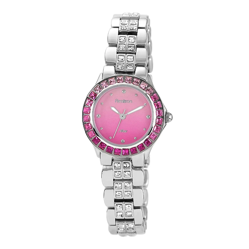 Armitron® Now® Womens Pink Ombré Dial Silver-Tone Bracelet Watch