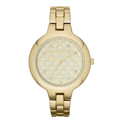Liz Claiborne® Womens Gold-Tone Quilted Watch