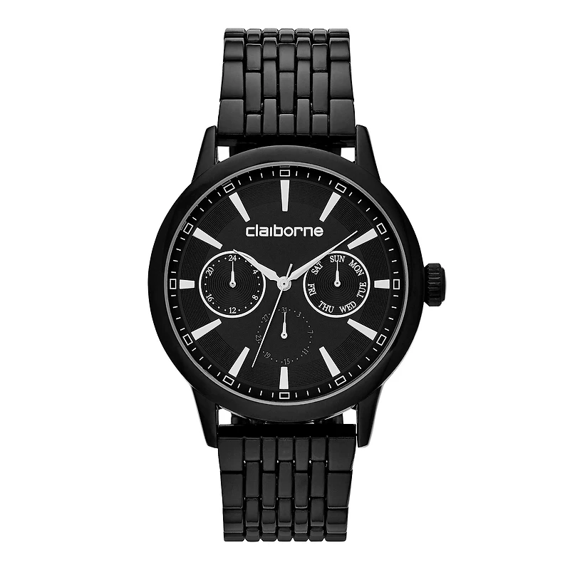 Claiborne® Mens Gunmetal Dress Watch