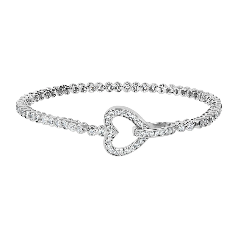 DiamonArt® 3 3/4 CT. T.W. White Cubic Zirconia Sterling Silver Heart 7.25 Inch Tennis Bracelet
