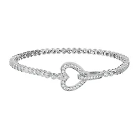 DiamonArt® 3 3/4 CT. T.W. White Cubic Zirconia Sterling Silver Heart 7.25 Inch Tennis Bracelet