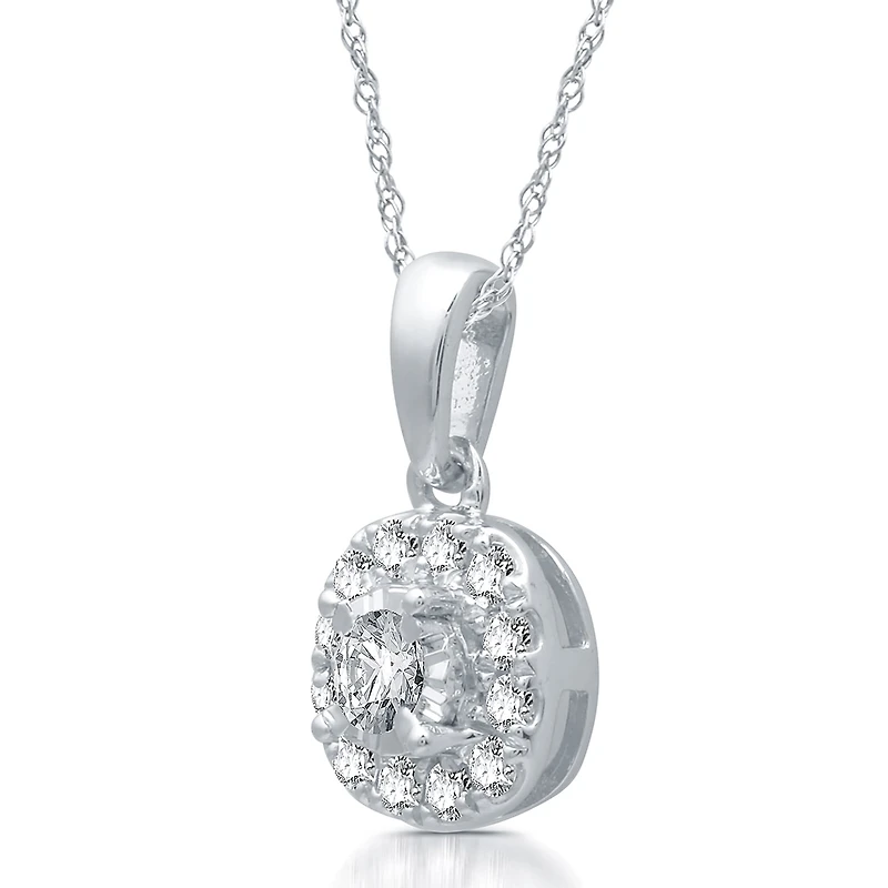 Womens 1/4 CT. T.W. Natural White Diamond 10K Gold Cushion 18 Inch Pendant Necklace