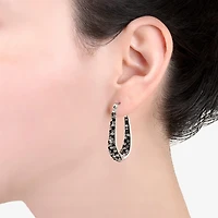 Sparkle Allure Womens Crystal 31.7mm Oval Hoop Earrings