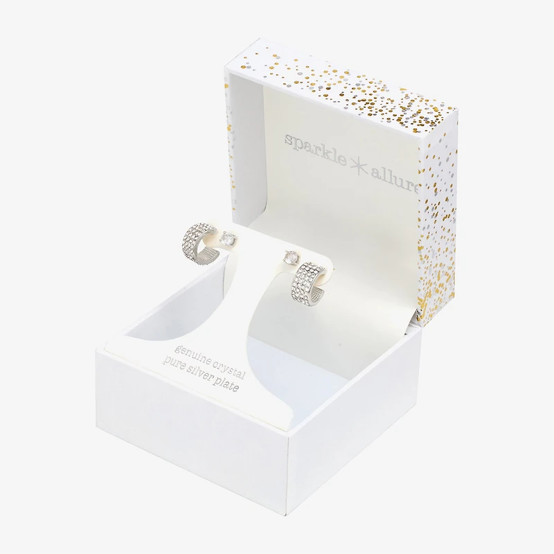 Sparkle Allure Womens Crystal 2 Pair Earring Set