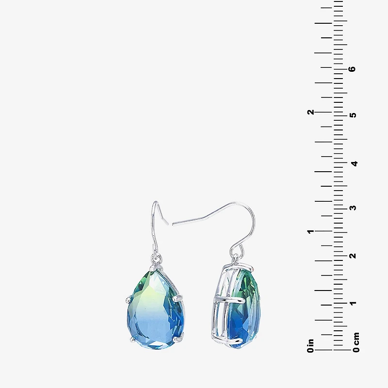 Sparkle Allure Womens Blue Pure Silver Over Brass Pear Drop Earrings