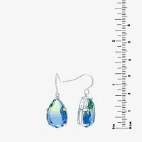 Sparkle Allure Womens Blue Pure Silver Over Brass Pear Drop Earrings