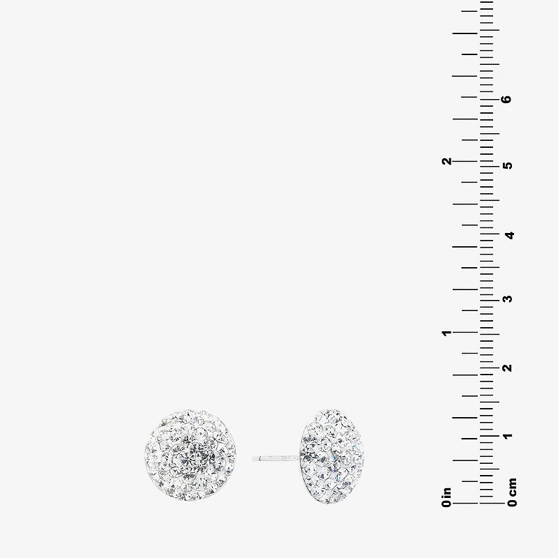 Silver Treasures Crystal Sterling Silver 12mm Stud Earrings
