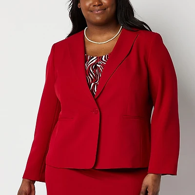 Black Label by Evan-Picone Womens Plus Classic Fit Suit Jacket