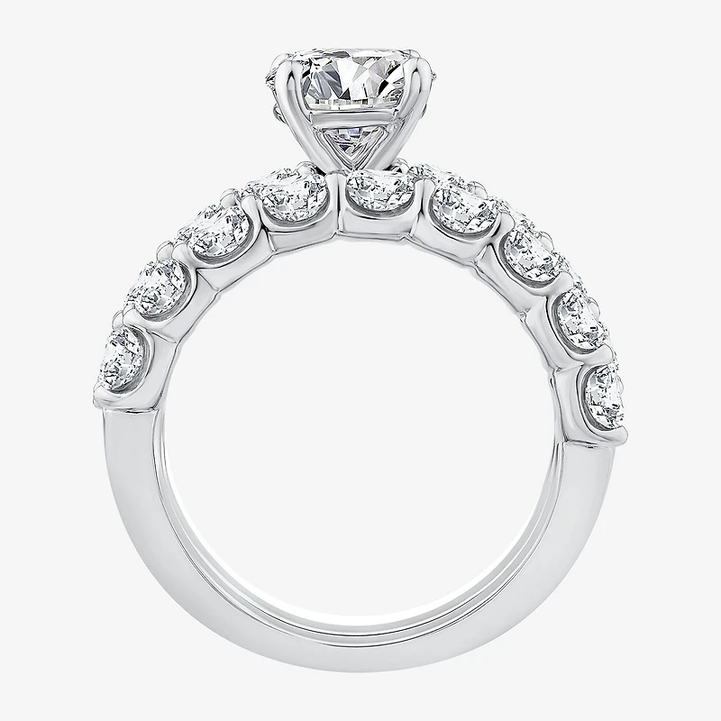 Signature By Modern Bride (F / VS2) Womens 4 CT. T.W. Lab Grown White Diamond 10K or 14K Gold Round Side Stone Bridal Set