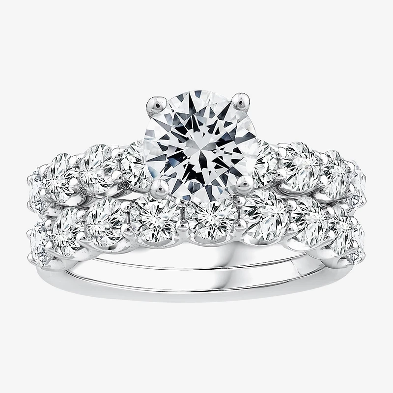 Signature By Modern Bride (F / VS2) Womens 4 CT. T.W. Lab Grown White Diamond 10K or 14K Gold Round Side Stone Bridal Set