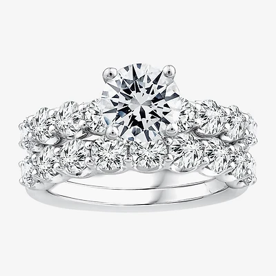 Signature By Modern Bride (F / VS2) Womens 4 CT. T.W. Lab Grown White Diamond 10K or 14K Gold Round Side Stone Bridal Set