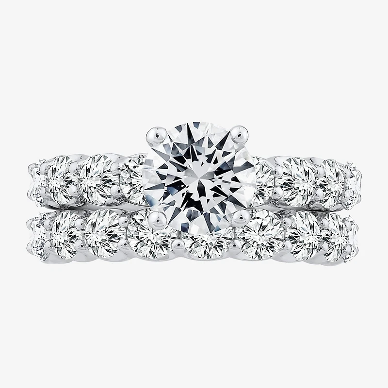 Signature By Modern Bride (F / VS2) Womens 4 CT. T.W. Lab Grown White Diamond 10K or 14K Gold Round Side Stone Bridal Set