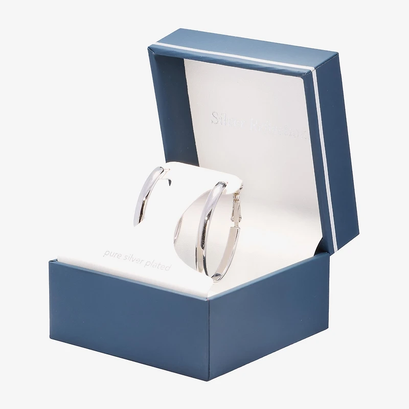 Silver Reflections Womens 40mm Hoop Earrings