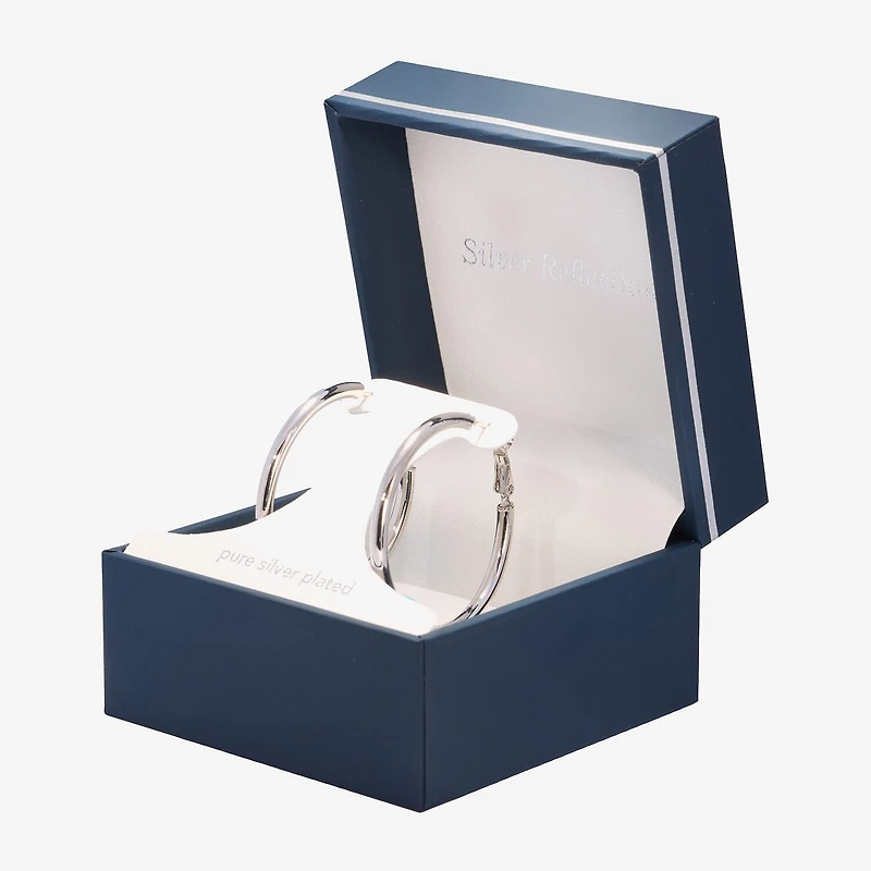 Silver Reflections Womens Hoop Earrings