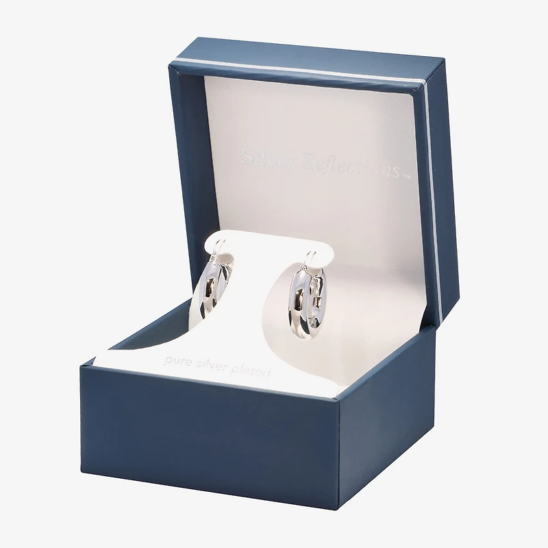 Silver Reflections Womens 25mm Hoop Earrings