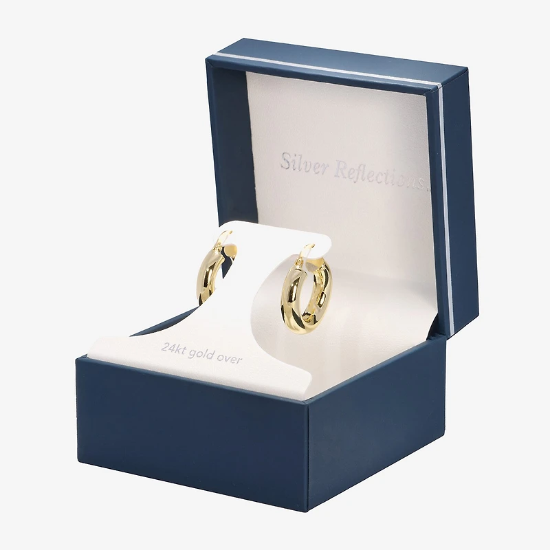 Silver Reflections Womens 24K Gold Over Brass 25mm Hoop Earrings