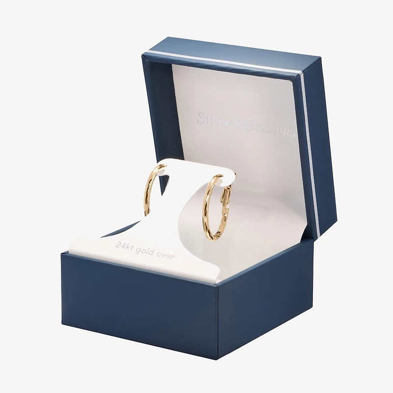 Silver Reflections Womens 24K Gold Over Brass 20mm Hoop Earrings