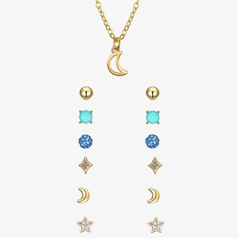Sparkle Allure A Week Of Sparkle Womens Cubic Zirconia 14K Gold Over Brass Moon Star 7-pc. Jewelry Set